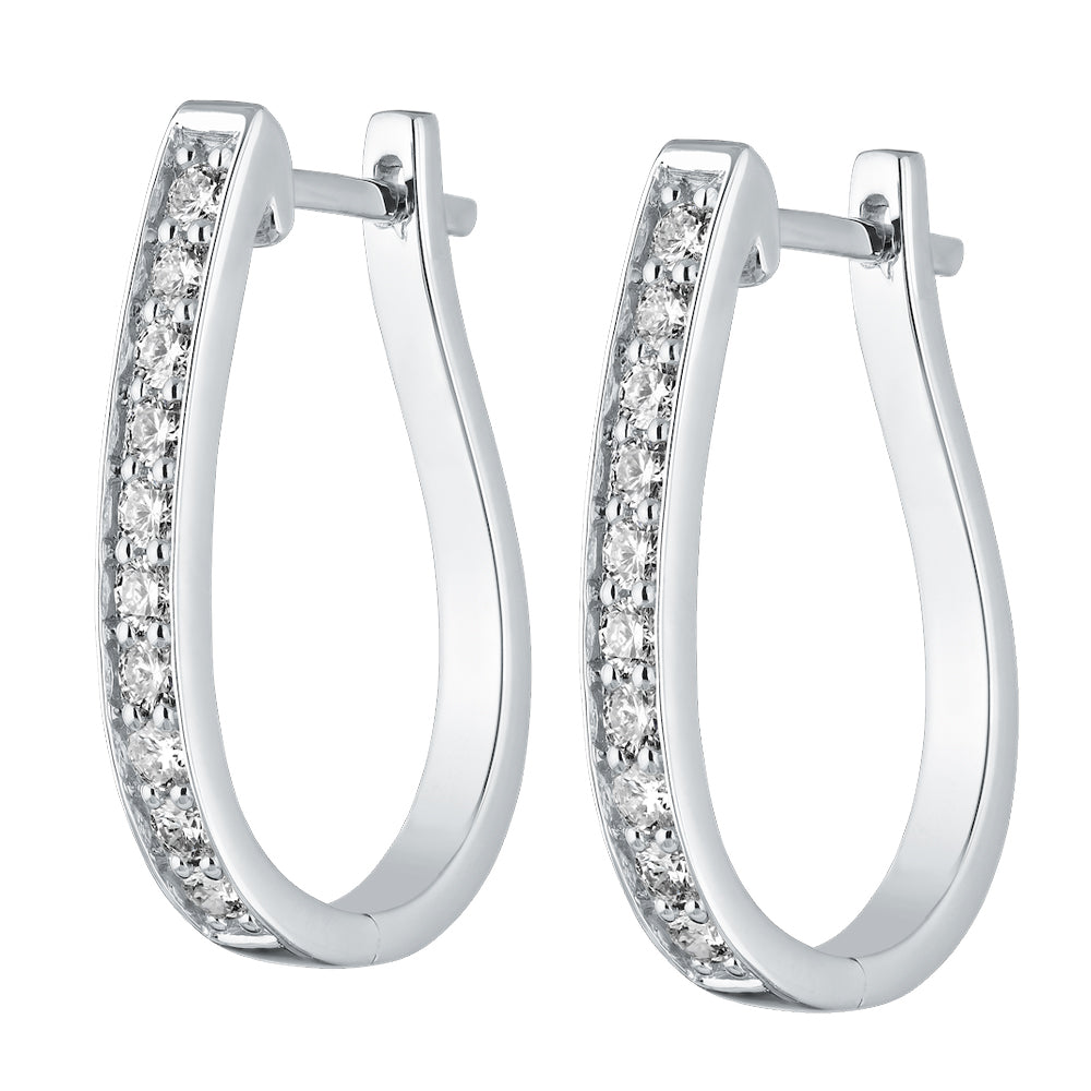 Diamond Oval Hoop Earrings