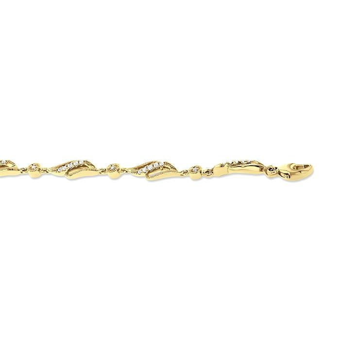 1/4 Ctw Art Deco Lattice Kite Round Cut Diamond Fashion Tennis Bracelet in 10K Yellow Gold