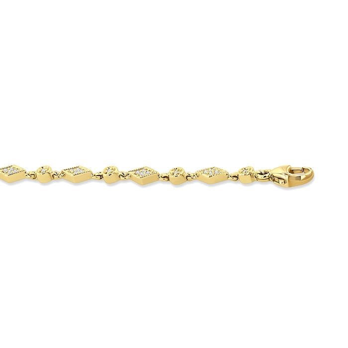 1/4 Ctw Art Deco Kite Round Cut Diamond Fashion Tennis Bracelet in 10K Yellow Gold