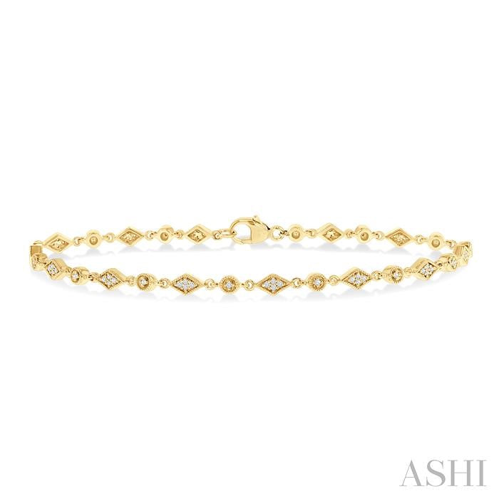 1/4 Ctw Art Deco Kite Round Cut Diamond Fashion Tennis Bracelet in 10K Yellow Gold