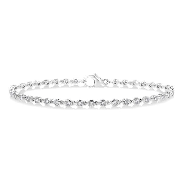 1 Ctw Bezel Set Round Cut Diamond Tennis Bracelet in 14K White Gold