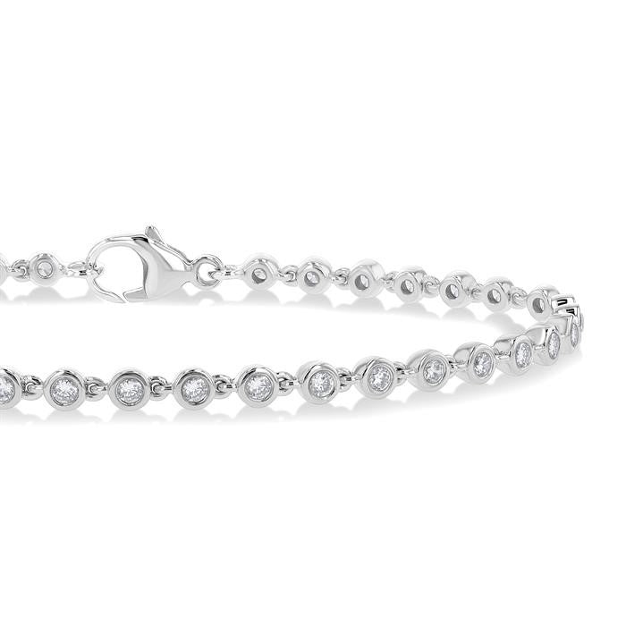 1 Ctw Bezel Set Round Cut Diamond Tennis Bracelet in 14K White Gold
