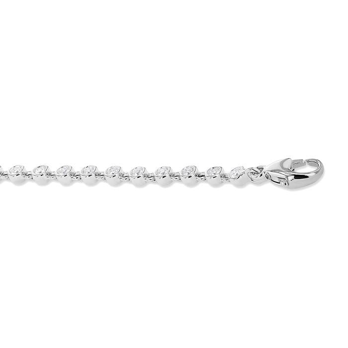 1 Ctw Bezel Set Round Cut Diamond Tennis Bracelet in 14K White Gold