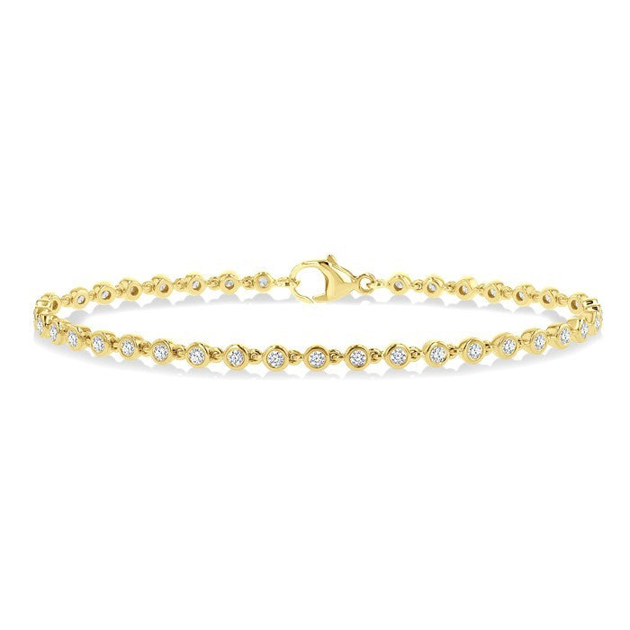 1 Ctw Bezel Set Round Cut Diamond Tennis Bracelet in 14K Yellow Gold