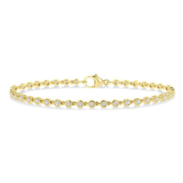 1 Ctw Bezel Set Round Cut Diamond Tennis Bracelet in 14K Yellow Gold