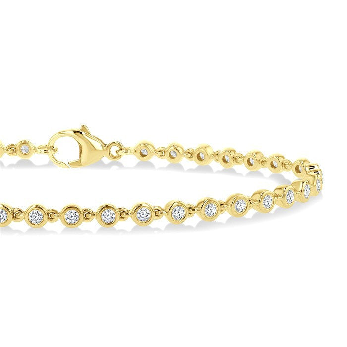 1 Ctw Bezel Set Round Cut Diamond Tennis Bracelet in 14K Yellow Gold