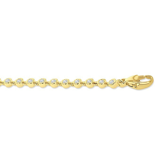 1 Ctw Bezel Set Round Cut Diamond Tennis Bracelet in 14K Yellow Gold