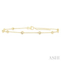 1/10 Ctw Bezel Set Round Cut Diamond Station Anklet in 10K Yellow Gold
