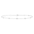 1/4 Ctw Bezel Set Round Cut Diamond Station Anklet in 10K White Gold