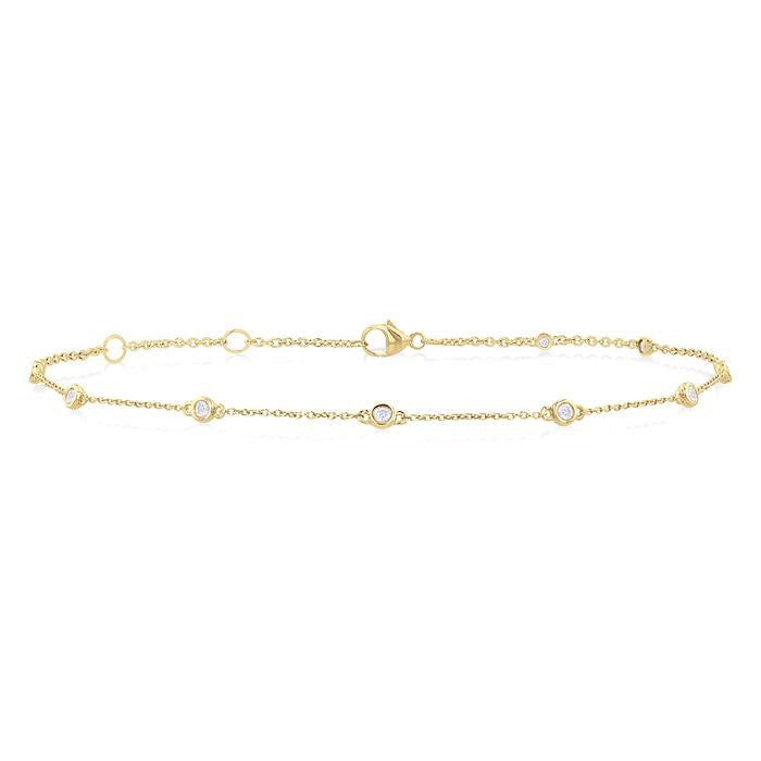 Bezel Set Diamond Station Chain Anklet