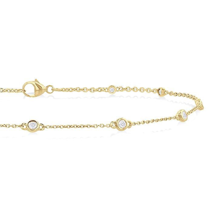 Bezel Set Diamond Station Chain Anklet