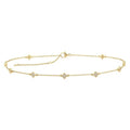 1/6 Ctw Four-Leaf Clover Round Cut Diamond Station Anklet in 10K Yellow Gold