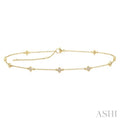 1/6 Ctw Four-Leaf Clover Round Cut Diamond Station Anklet in 10K Yellow Gold