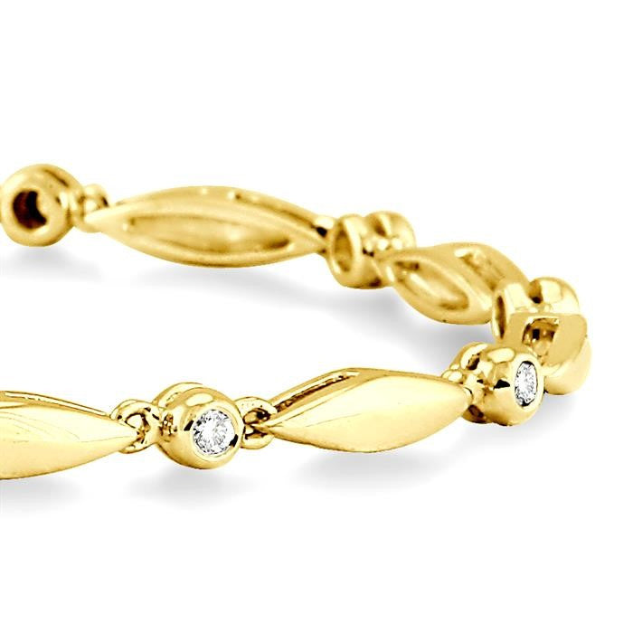 1/4 Ctw Boat Shape Round Cut Diamond Bracelet in 10K Yellow Gold