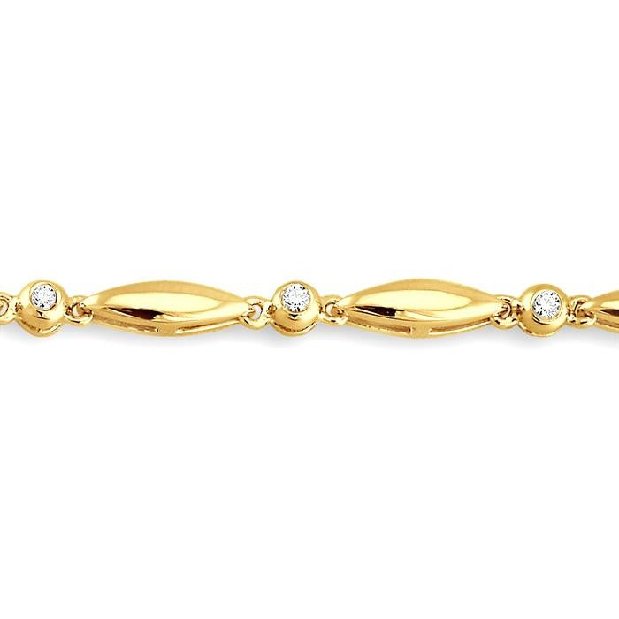 1/4 Ctw Boat Shape Round Cut Diamond Bracelet in 10K Yellow Gold