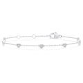 1/10 Ctw Petite Heart Round Cut Diamond Station Bracelet in 10K White Gold