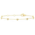 1/10 Ctw Petite Heart Round Cut Diamond Station Bracelet in 10K Yellow Gold