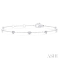 1/10 Ctw Petite Heart Round Cut Diamond Station Bracelet in 10K White Gold