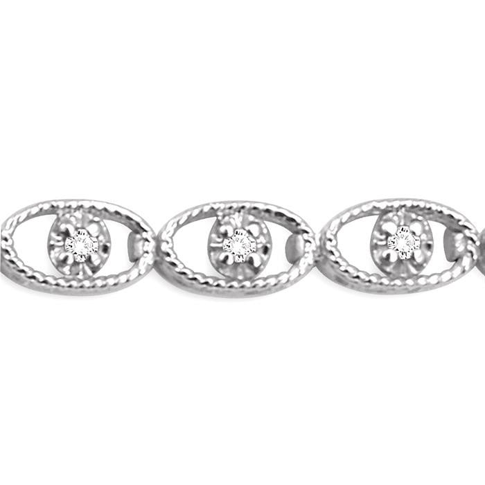 1/4 Ctw Oval Shape Round Cut Diamond Link Bracelet in 10K White Gold