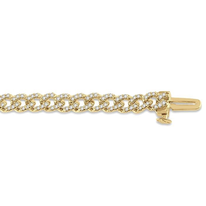 1 Ctw Round Cut Diamond Curb & Cuban Bracelet in 14K Yellow Gold