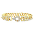 3 Ctw Round Cut Diamond Cuban Link Bracelet in 14K Yellow Gold