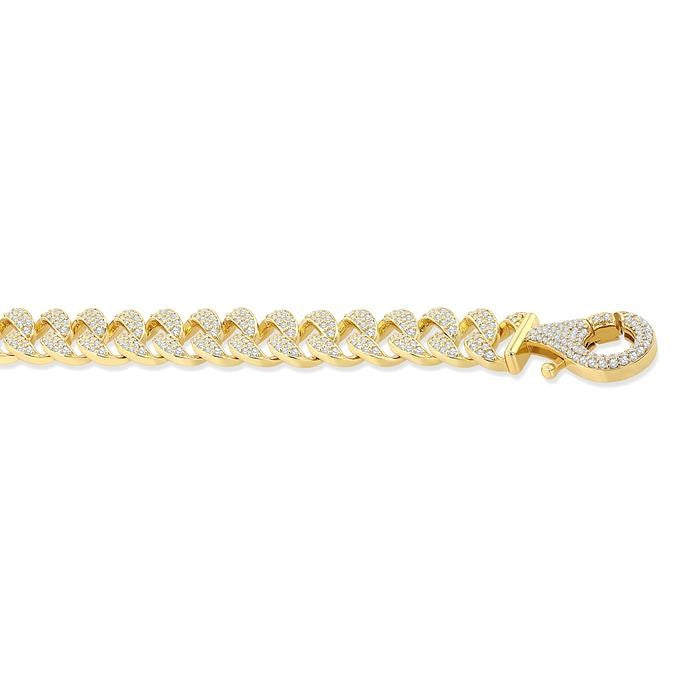 3 Ctw Round Cut Diamond Cuban Link Bracelet in 14K Yellow Gold