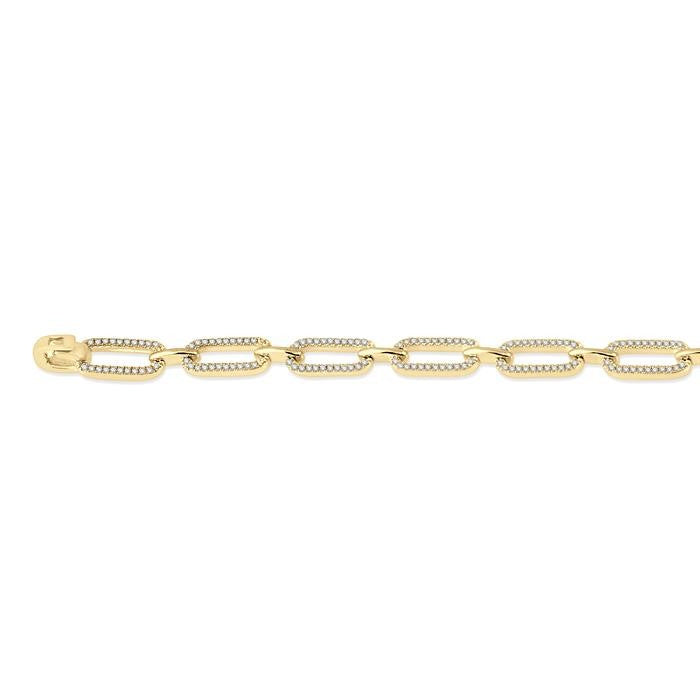 1 Ctw Round Cut Diamond Paperclip Bracelet in 14K Yellow Gold