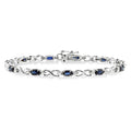 14K White Gold Oval Shape Sapphire Gemstone & 1/10CTW Diamond Bracelet