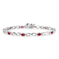 14k White Gold Oval Shape Gemstone & 1/10CTW Diamond Bracelet