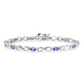 14K White Gold Oval Shape Tanzanite Gemstone & 1/10CTW Diamond Bracelet