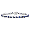 4x3 MM Oval Cut Sapphire and 5/8 Ctw Round Cut Diamond Precious Bracelet in 14K White Gold