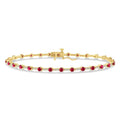 2.5 MM Round Cut Ruby and 1/2 Ctw Round Cut Diamond Precious Bracelet in 10K Yellow Gold