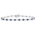 4x3 MM Oval Cut Sapphire and 1/3 Ctw Round Cut Diamond Precious Bracelet in 10K White Gold
