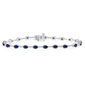 14k White Gold Oval Shape Sapphire Gemstone & 1/3CTW Diamond Bracelet