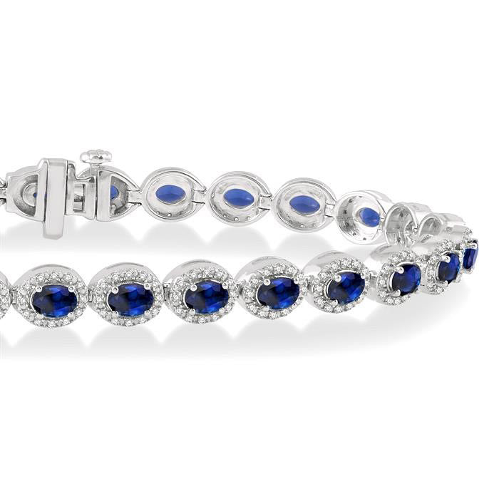 Oval Shape Gemstone & Halo Diamond Bracelet