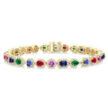 Mixed Shape Gemstone & Halo Diamond Bracelet