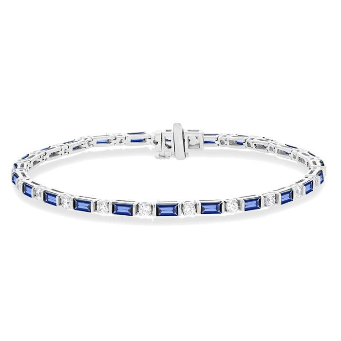 Emerald Shape Art Deco Gemstone & Diamond Bracelet