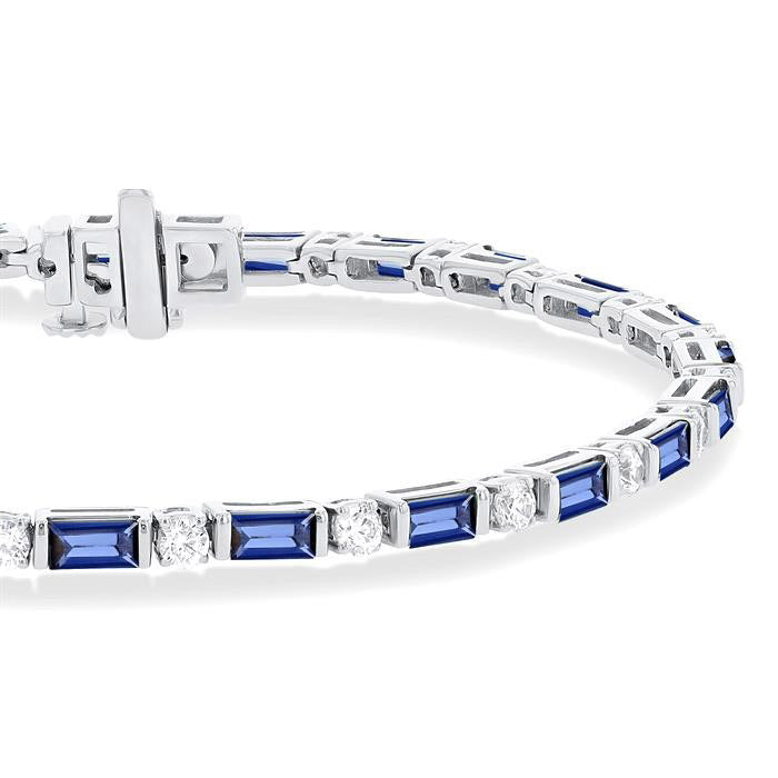 Emerald Shape Art Deco Gemstone & Diamond Bracelet