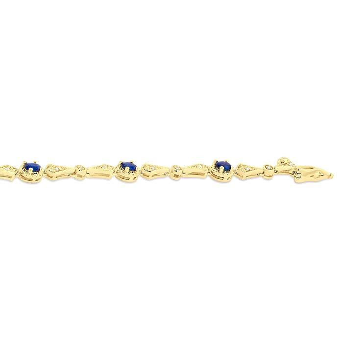 Oval Shape Gemstone & Diamond Bracelet