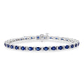 4X3 MM Oval Cut Sapphire and 1/3 Ctw Round Cut Diamond Precious Bracelet in 14K White Gold
