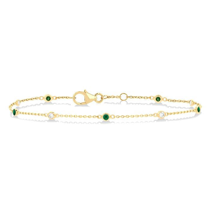 Gemstone & Diamond Station Chain Bracelet