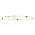 1.8 MM Sapphire and 1/10 Ctw Bezel Set Round Cut Diamond Precious Gemstone Station Bracelet in 14K Yellow Gold