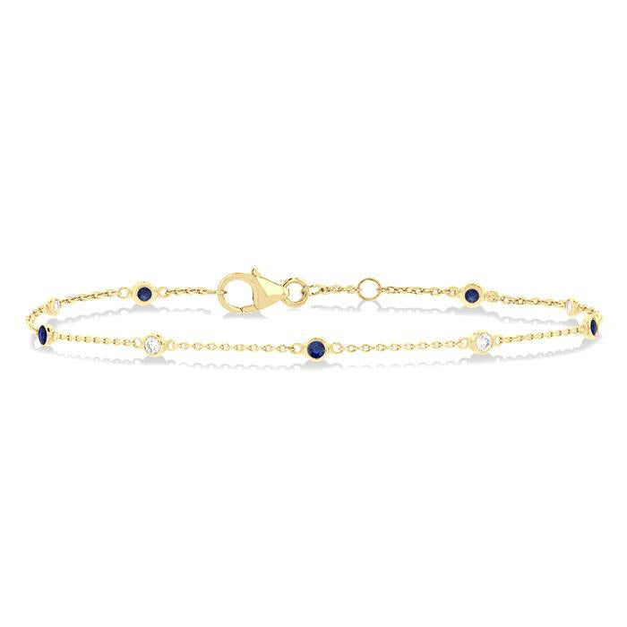 Gemstone & Diamond Station Chain Bracelet