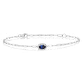 Oval Shape Paperclip Gemstone & Halo Diamond Chain Bracelet