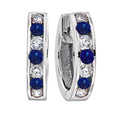 Diamond and Genuine Sapphire Alternating Channel Set Hoop Earrings