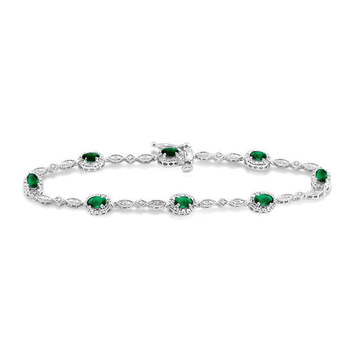 Oval Shape Gemstone & Halo Diamond Bracelet