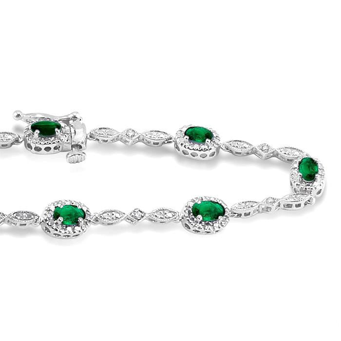 Oval Shape Gemstone & Halo Diamond Bracelet