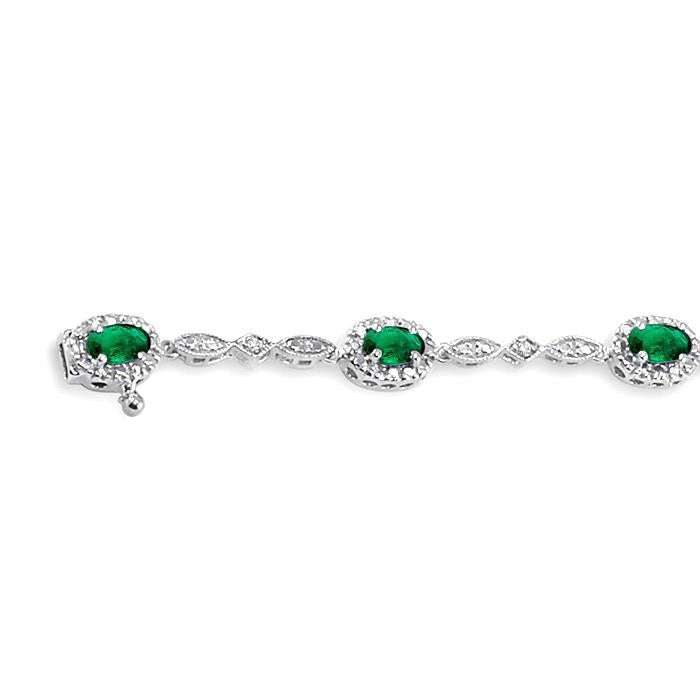 Oval Shape Gemstone & Halo Diamond Bracelet