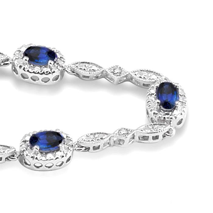 Oval Shape Gemstone & Halo Diamond Bracelet