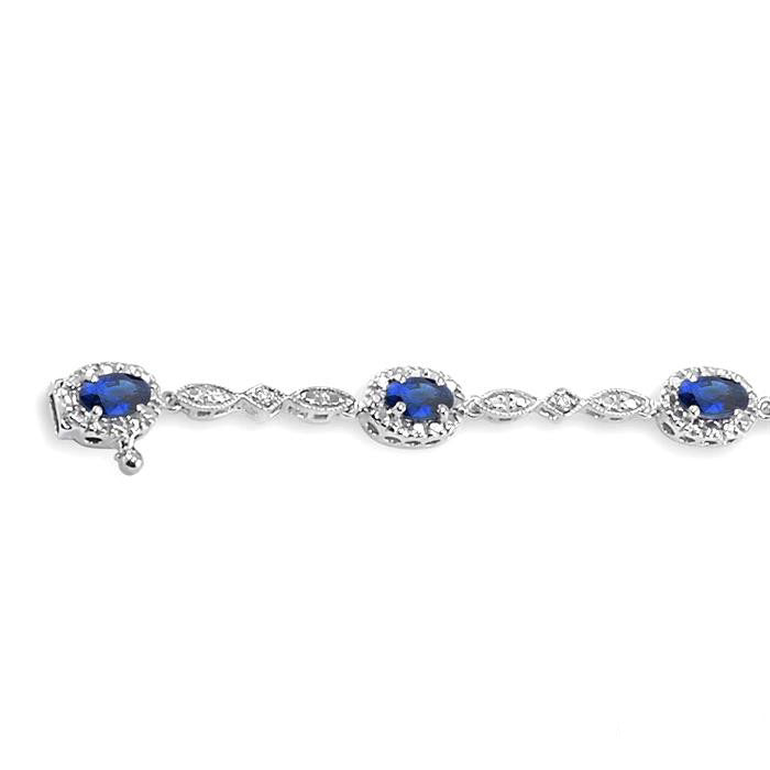 Oval Shape Gemstone & Halo Diamond Bracelet